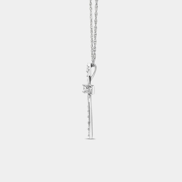 Gilded 1/4 Carat Lab-Grown Diamond Curved Edge Cross Pendant