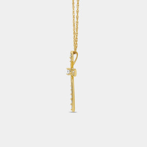 Gilded 1/4 Carat Lab-Grown Diamond Curved Edge Cross Pendant