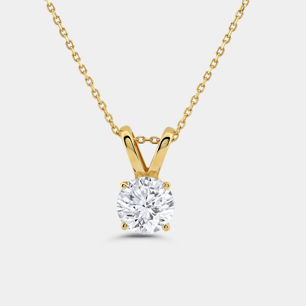 2 Carat Lab-Grown Diamond Round-Shaped Classic Solitaire Pendant — GILDED New York