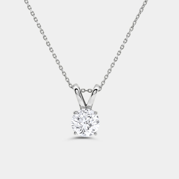 2 Carat Lab-Grown Diamond Round-Shaped Classic Solitaire Pendant — GILDED New York