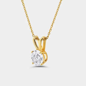 Gilded 2 Carat Lab-Grown Diamond Round-Shaped Classic Solitaire Pendant