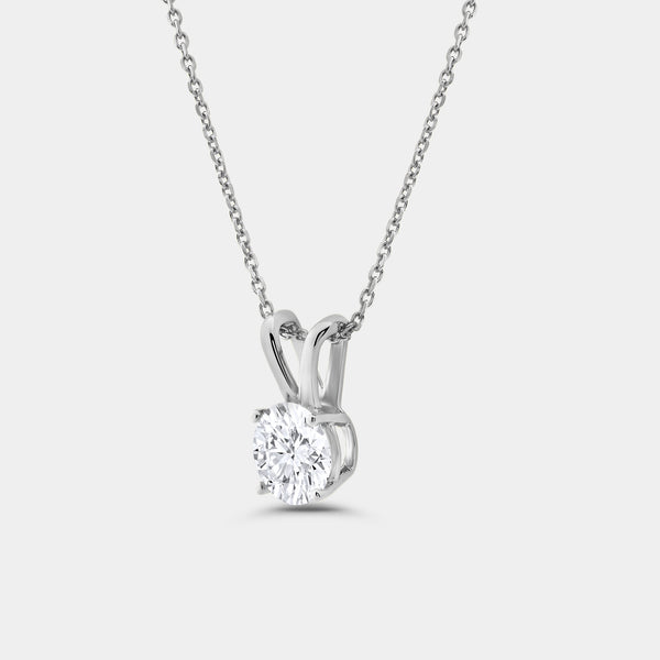 2 Carat Lab-Grown Diamond Round-Shaped Classic Solitaire Pendant — GILDED New York