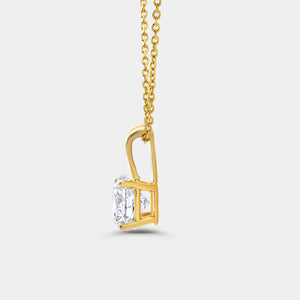Gilded 2 Carat Lab-Grown Diamond Round-Shaped Classic Solitaire Pendant