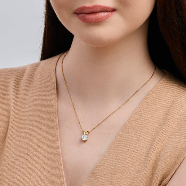 2 Carat Lab-Grown Diamond Round-Shaped Classic Solitaire Pendant — GILDED New York