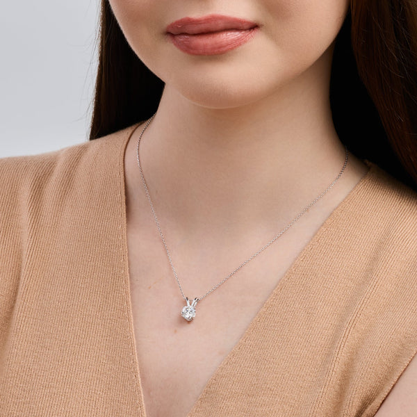 2 Carat Lab-Grown Diamond Round-Shaped Classic Solitaire Pendant — GILDED New York