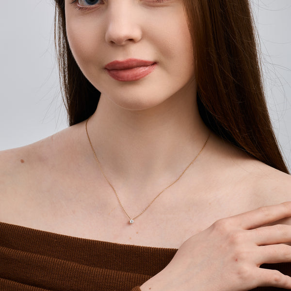 1/4 Carat Lab-Grown Diamond Round-Shaped Slider Solitaire Pendant — GILDED New York