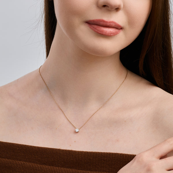 1/2 Carat Lab-Grown Diamond Round-Shaped Slider Solitaire Pendant — GILDED New York