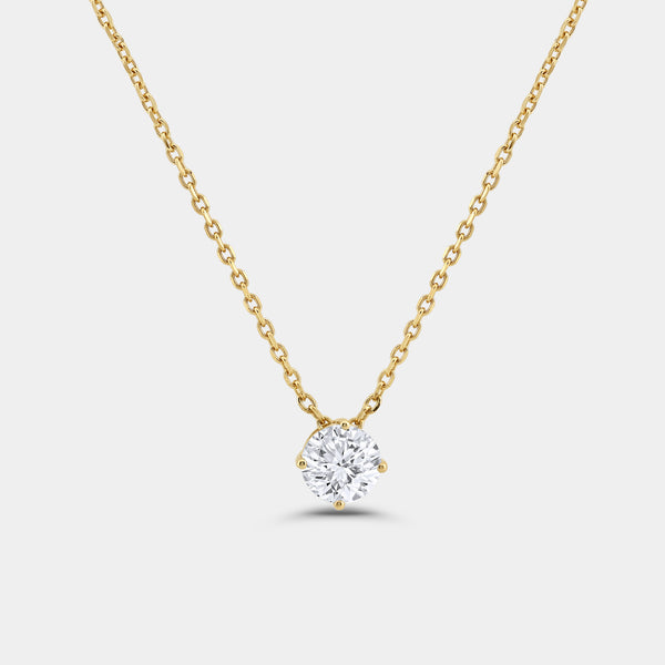 1/2 Carat Lab-Grown Diamond Round-Shaped Slider Solitaire Pendant — GILDED New York