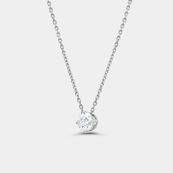 1/2 Carat Lab-Grown Diamond Round-Shaped Slider Solitaire Pendant — GILDED New York