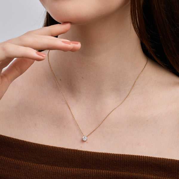 3/4 Carat Lab-Grown Diamond Round-Shaped Slider Solitaire Pendant — GILDED New York