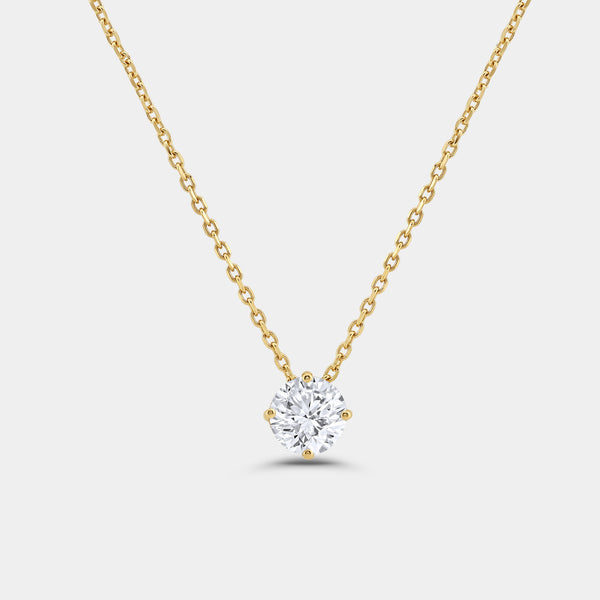 3/4 Carat Lab-Grown Diamond Round-Shaped Slider Solitaire Pendant — GILDED New York