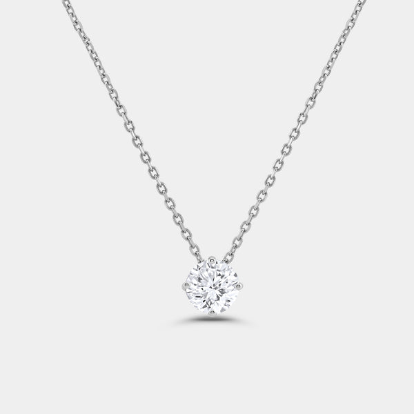 3/4 Carat Lab-Grown Diamond Round-Shaped Slider Solitaire Pendant — GILDED New York