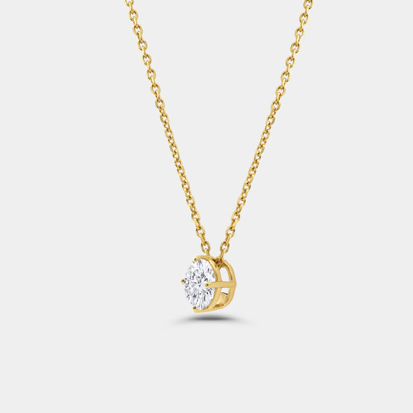 3/4 Carat Lab-Grown Diamond Round-Shaped Slider Solitaire Pendant — GILDED New York