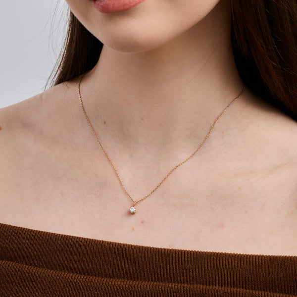 Gilded 1/4 Carat Lab-Grown Diamond Round-Shaped Hidden Halo Solitaire Plus Pendant