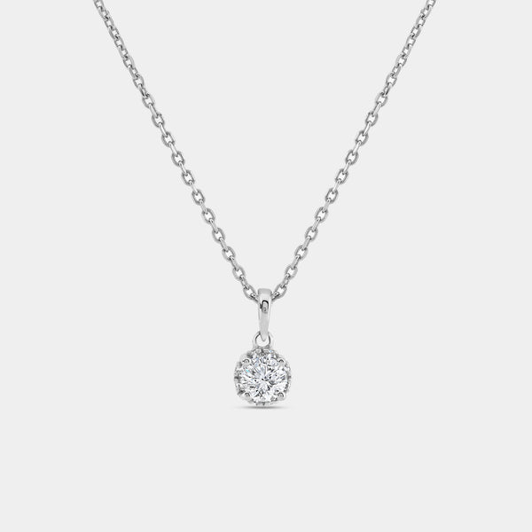 Gilded 1/4 Carat Lab-Grown Diamond Round-Shaped Hidden Halo Solitaire Plus Pendant