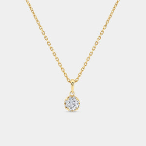 Gilded 1/4 Carat Lab-Grown Diamond Round-Shaped Hidden Halo Solitaire Plus Pendant