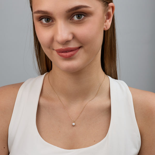 Gilded 1/2 Carat Lab-Grown Diamond Round-Shaped Hidden Halo Solitaire Plus Pendant