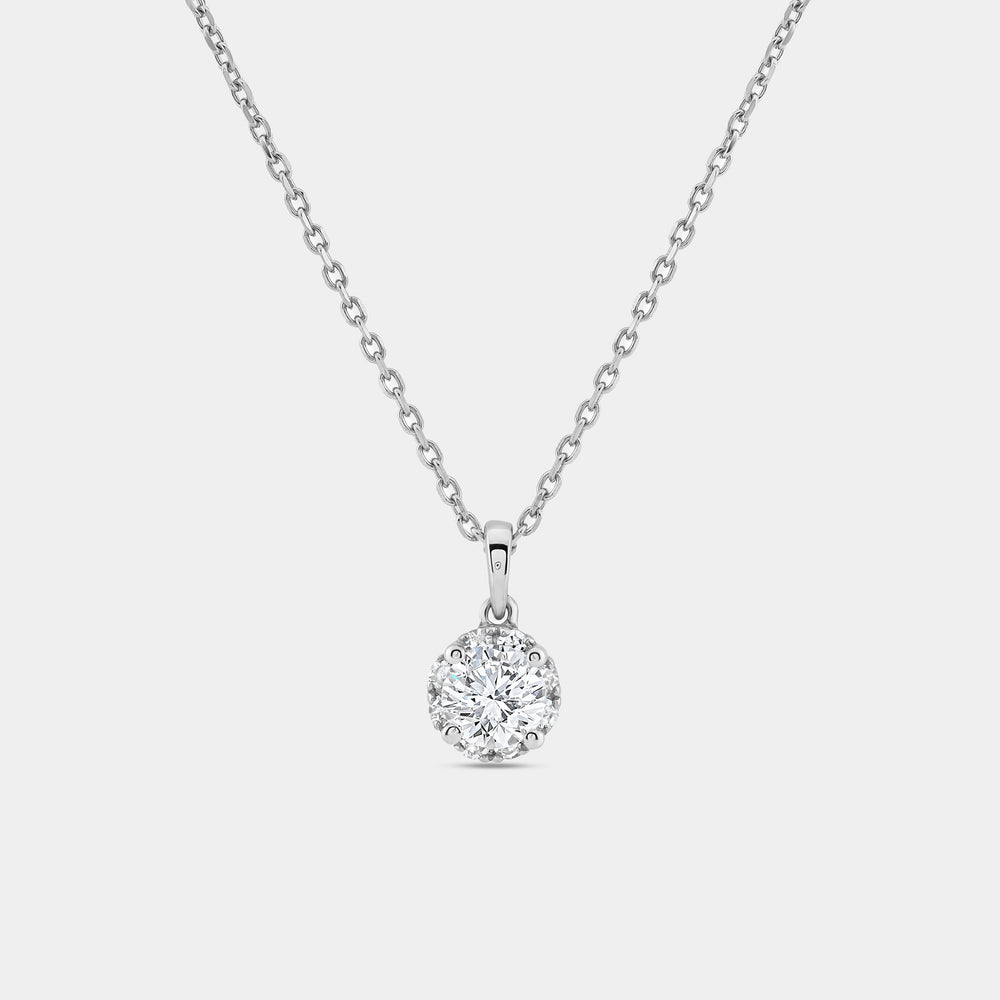 Gilded 1/2 Carat Lab-Grown Diamond Round-Shaped Hidden Halo Solitaire Plus Pendant