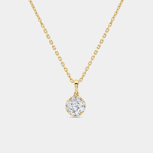 Gilded 1/2 Carat Lab-Grown Diamond Round-Shaped Hidden Halo Solitaire Plus Pendant