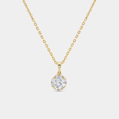 Gilded 1/2 Carat Lab-Grown Diamond Round-Shaped Hidden Halo Solitaire Plus Pendant