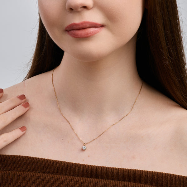 1/2 Carat Lab-Grown Diamond Round-Shaped Classic Solitaire Pendant — GILDED New York