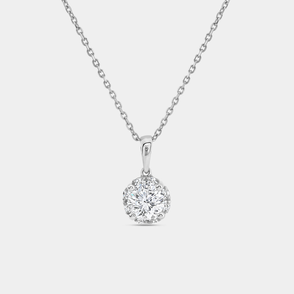 Gilded 1 Carat Lab-Grown Diamond Round-Shaped Hidden Halo Solitaire Plus Pendant