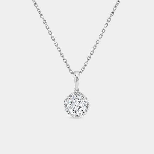 Gilded 1 Carat Lab-Grown Diamond Round-Shaped Hidden Halo Solitaire Plus Pendant