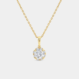 Gilded 1 Carat Lab-Grown Diamond Round-Shaped Hidden Halo Solitaire Plus Pendant