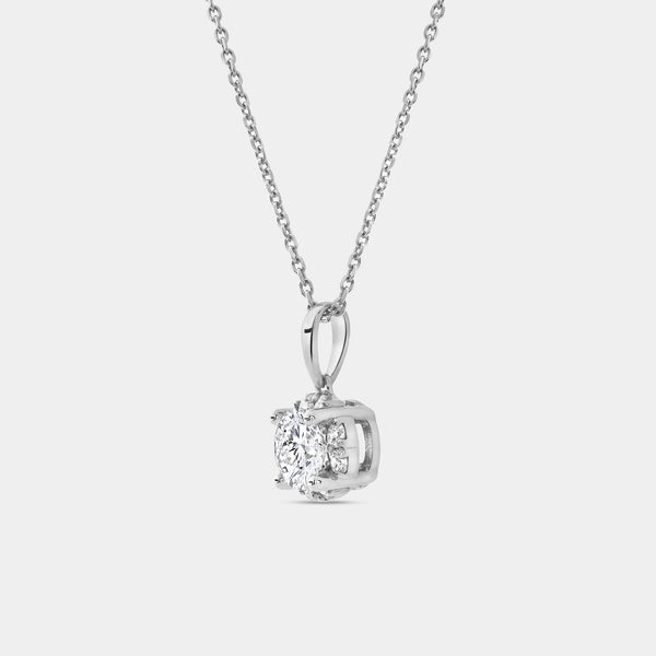 Gilded 1 Carat Lab-Grown Diamond Round-Shaped Hidden Halo Solitaire Plus Pendant