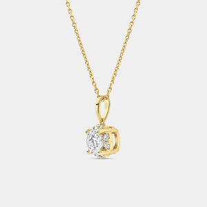 Gilded 1 Carat Lab-Grown Diamond Round-Shaped Hidden Halo Solitaire Plus Pendant