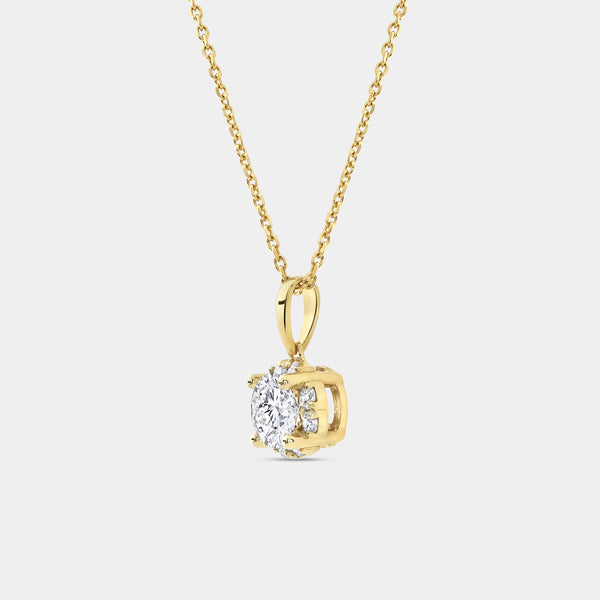 Gilded 1 Carat Lab-Grown Diamond Round-Shaped Hidden Halo Solitaire Plus Pendant