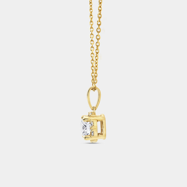 Gilded 1 Carat Lab-Grown Diamond Round-Shaped Hidden Halo Solitaire Plus Pendant