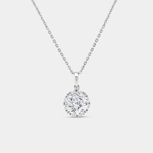 Gilded 2 Carat Lab-Grown Diamond Round-Shaped Hidden Halo Solitaire Plus Pendant