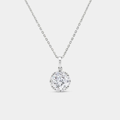 Gilded 2 Carat Lab-Grown Diamond Round-Shaped Hidden Halo Solitaire Plus Pendant