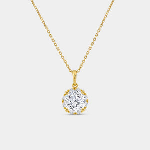 Gilded 2 Carat Lab-Grown Diamond Round-Shaped Hidden Halo Solitaire Plus Pendant