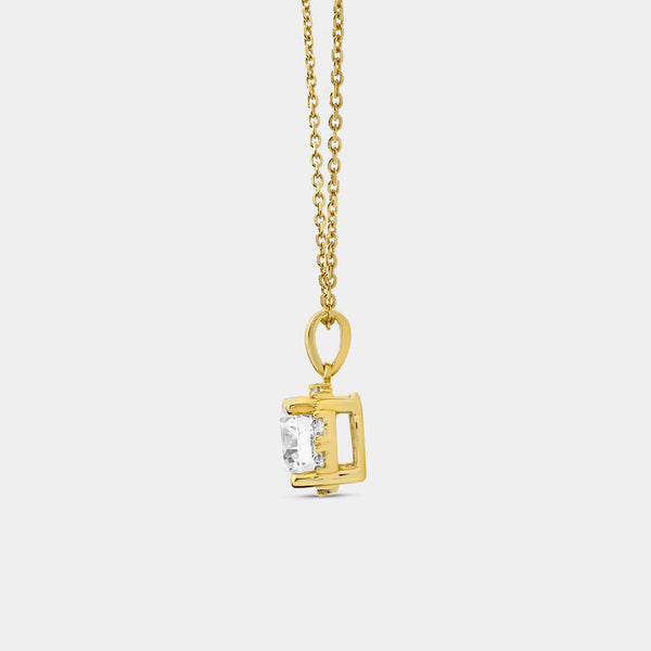 Gilded 2 Carat Lab-Grown Diamond Round-Shaped Hidden Halo Solitaire Plus Pendant