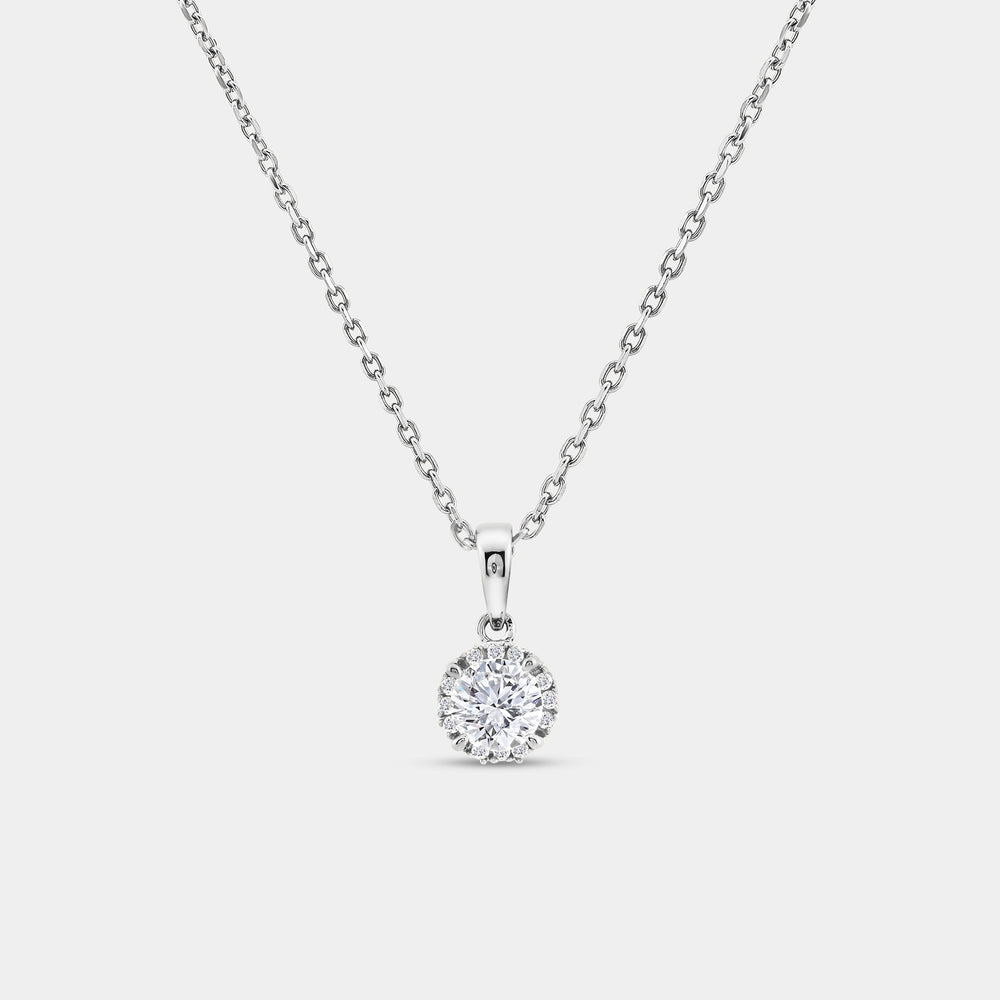 Gilded 1/2 Carat Lab-Grown Diamond Round-Shaped Cushion Hidden Halo Solitaire Plus Pendant