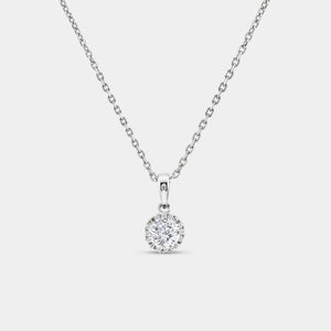 Gilded 1/2 Carat Lab-Grown Diamond Round-Shaped Delicate Hidden Halo Solitaire Plus Pendant