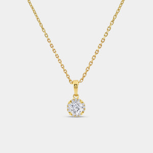 Gilded 1/2 Carat Lab-Grown Diamond Round-Shaped Delicate Hidden Halo Solitaire Plus Pendant