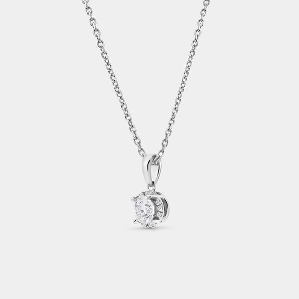 Gilded 1/2 Carat Lab-Grown Diamond Round-Shaped Delicate Hidden Halo Solitaire Plus Pendant