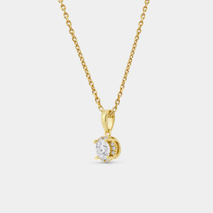 Gilded 1/2 Carat Lab-Grown Diamond Round-Shaped Delicate Hidden Halo Solitaire Plus Pendant