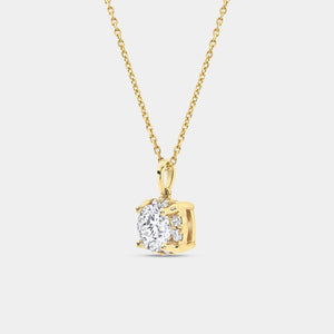 Gilded 1 and 1/2 Carat Lab-Grown Diamond Round-Shaped Cushion Hidden Halo Solitaire Plus Pendant