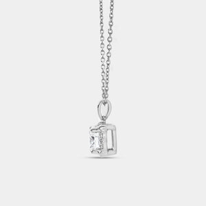 Gilded 1 and 1/2 Carat Lab-Grown Diamond Round-Shaped Cushion Hidden Halo Solitaire Plus Pendant