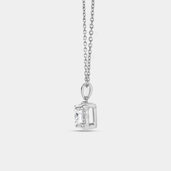 Gilded 1 and 1/2 Carat Lab-Grown Diamond Round-Shaped Cushion Hidden Halo Solitaire Plus Pendant