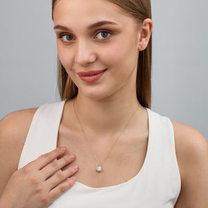 Gilded 2 Carat Lab-Grown Diamond Round-Shaped Solitaire Plus Pendant with a Hidden Cushion Halo