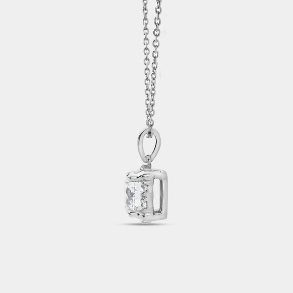 Gilded 2 Carat Lab-Grown Diamond Round-Shaped Solitaire Plus Pendant with a Hidden Cushion Halo