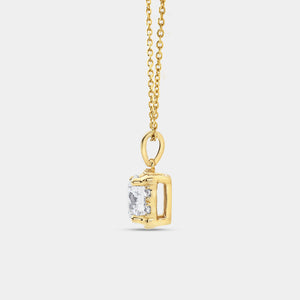 Gilded 2 Carat Lab-Grown Diamond Round-Shaped Solitaire Plus Pendant with a Hidden Cushion Halo