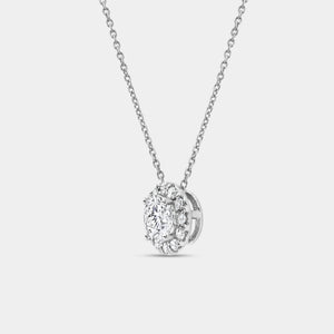 Gilded 1 and 1/4 Carat Lab-Grown Diamond Round-Shaped Solitaire Plus Pendant with a Petite Halo