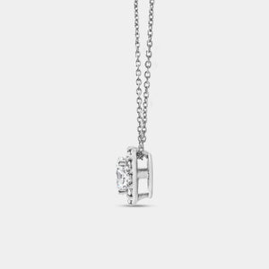 Gilded 1 and 1/4 Carat Lab-Grown Diamond Round-Shaped Solitaire Plus Pendant with a Petite Halo