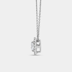 Gilded 1 and 1/2 Carat Lab-Grown Diamond Round-Shaped Solitaire Plus Pendant with a Petite Halo